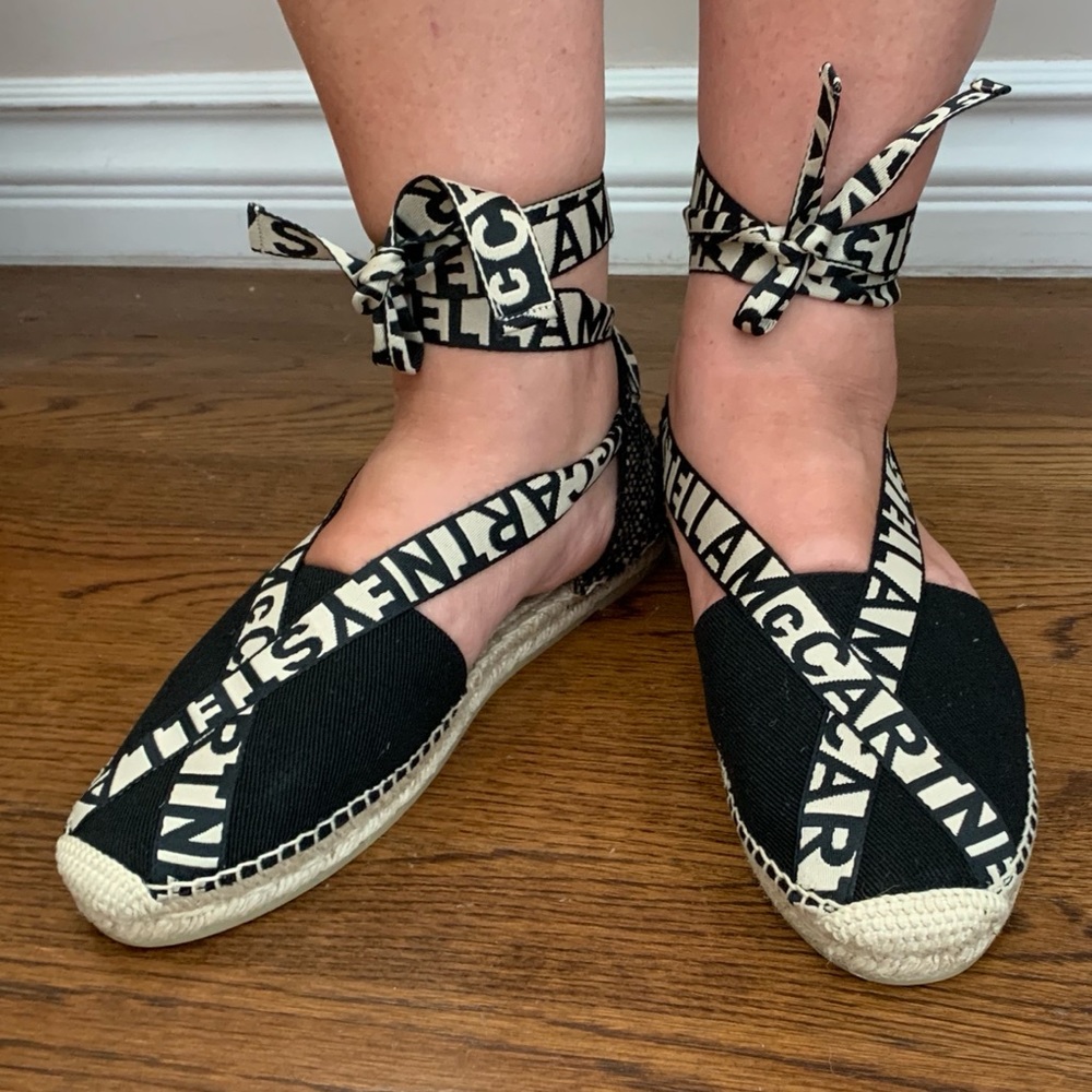 NWT Stella McCartney flat espadrilles logo ribbon - Picture 1 of 16